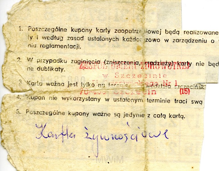 KKE 5751-1a.jpg - Dok. Karty żwynościowe, Zofia Bohorkiewicz, Szczecin, lata 40-te XX wieku.